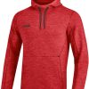 Herren Jako Hoodies | Jako Premium Basics Kapuzensweat Rot Meliert