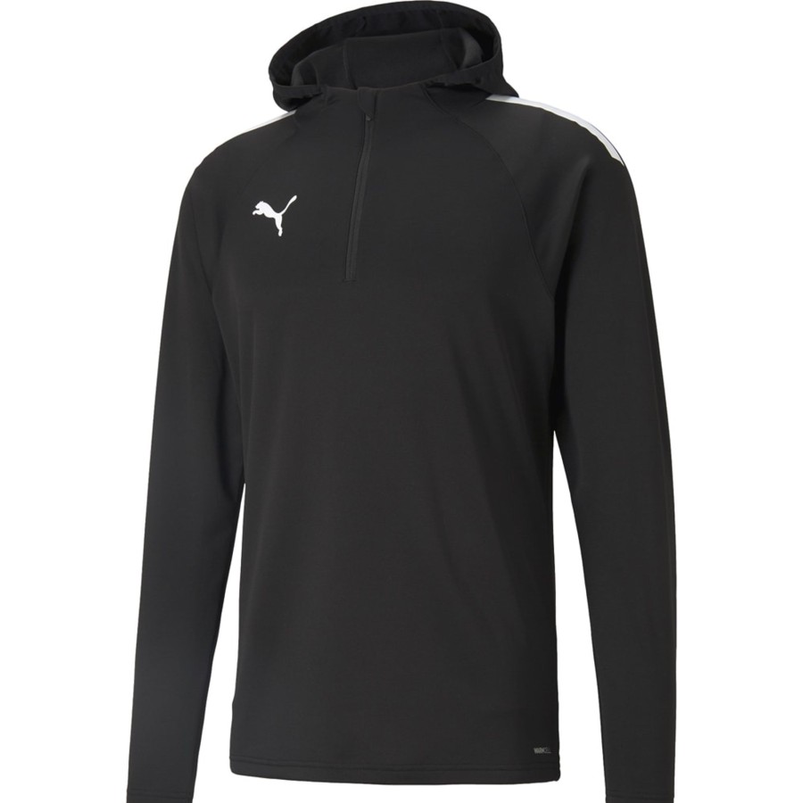 Herren Puma Hoodies | Puma Training Fleece 1/4 Zip Hoodie Teamliga Schwarz-Weis