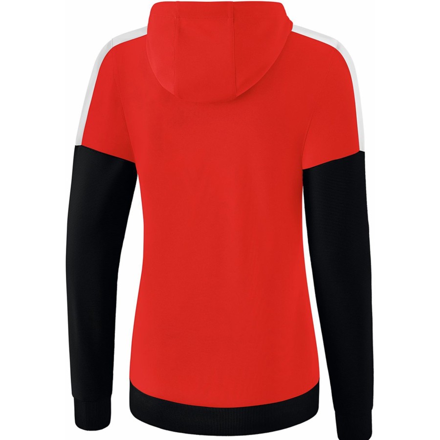 Damen Erima Jacken | Erima Damen Trainingsjacke Mit Kapuze Squad Rot-Schwarz-Weis