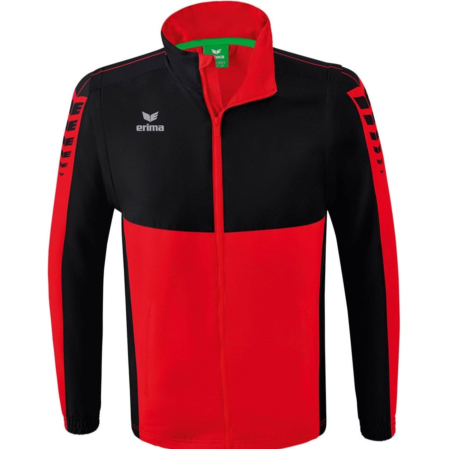 Herren Erima Jacken | Erima Trainingsjacke Six Wings M.Abnehmb. Armeln Rot-Schwarz