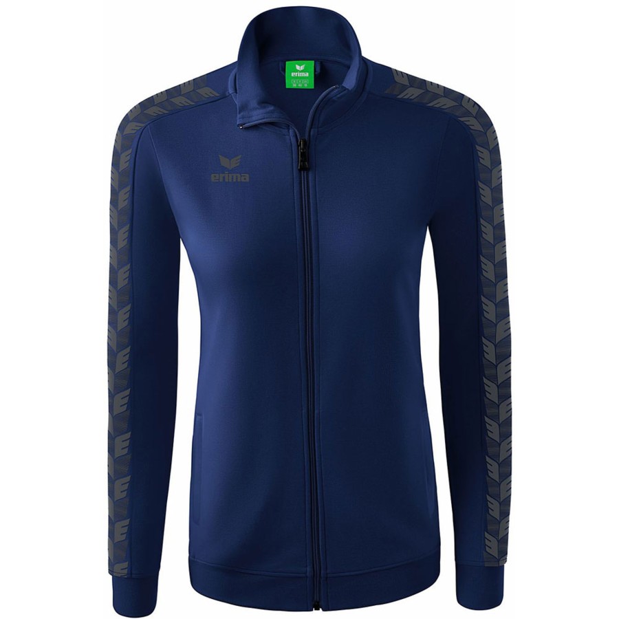 Damen Erima Jacken | Erima Damen Trainingsjacke Essential Team Blau-Grau