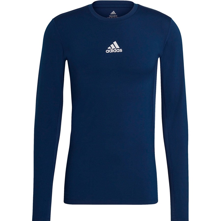 Herren Adidas Baselayer | Adidas Herren Langarm Shirt Techfit Blau