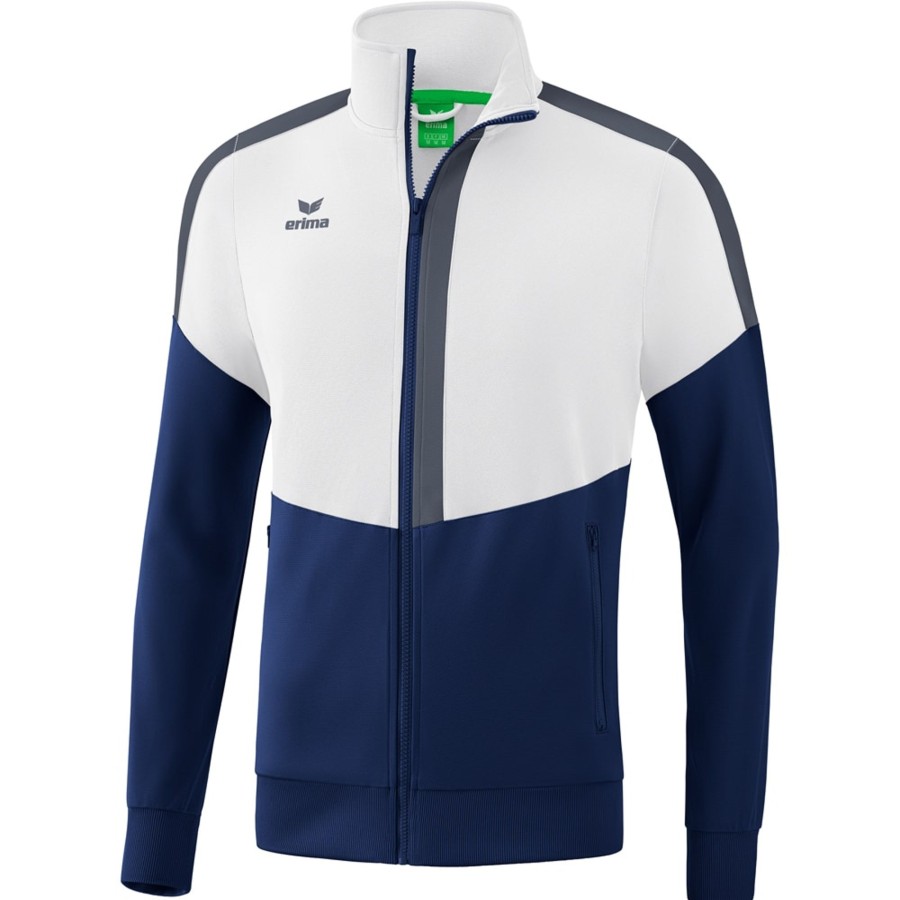 Herren Erima Jacken | Erima Herren Trainingsjacke Squad Weis-Blau-Grun