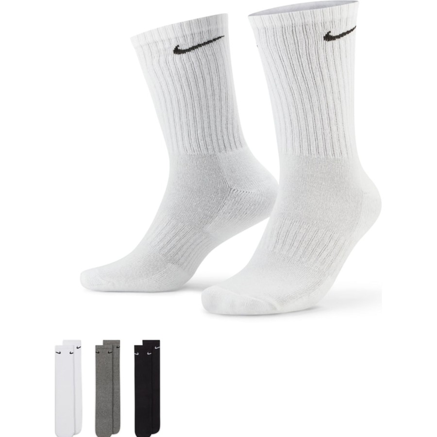 Herren Nike Socken | Nike Socken Everyday Cushioned 3Er Pack Schwarz-Weis-Grau