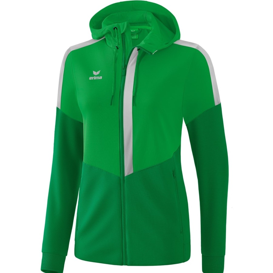 Damen Erima Jacken | Erima Damen Trainingsjacke Mit Kapuze Squad Grun-Grau