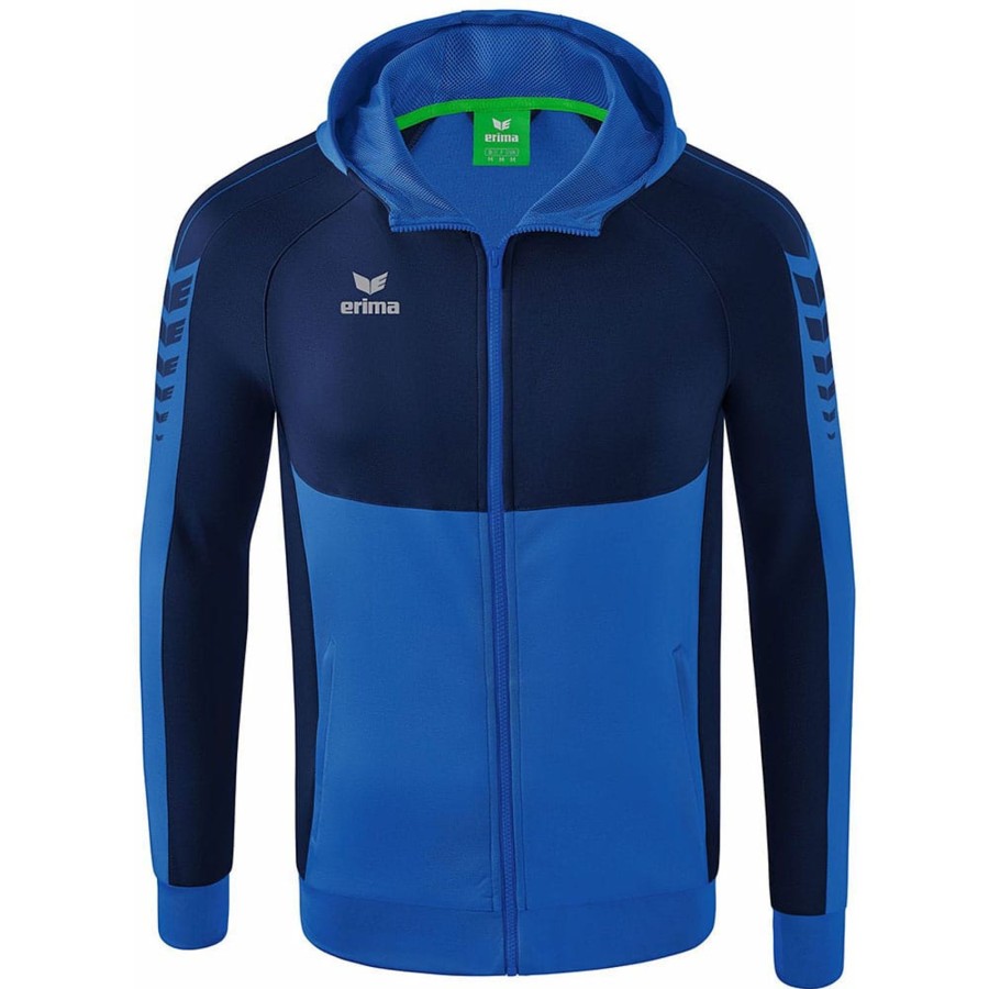 Herren Erima Jacken | Erima Herren Trainingsjacke Mit Kapuze Six Wings Blau