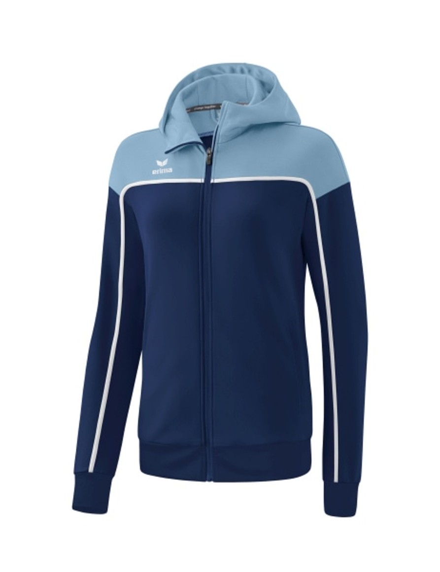 Damen Erima Jacken | Erima Damen Change By Erima Trainingsjacke Mit Kapuze New Navy/Faded Denim/Weis Gunstig