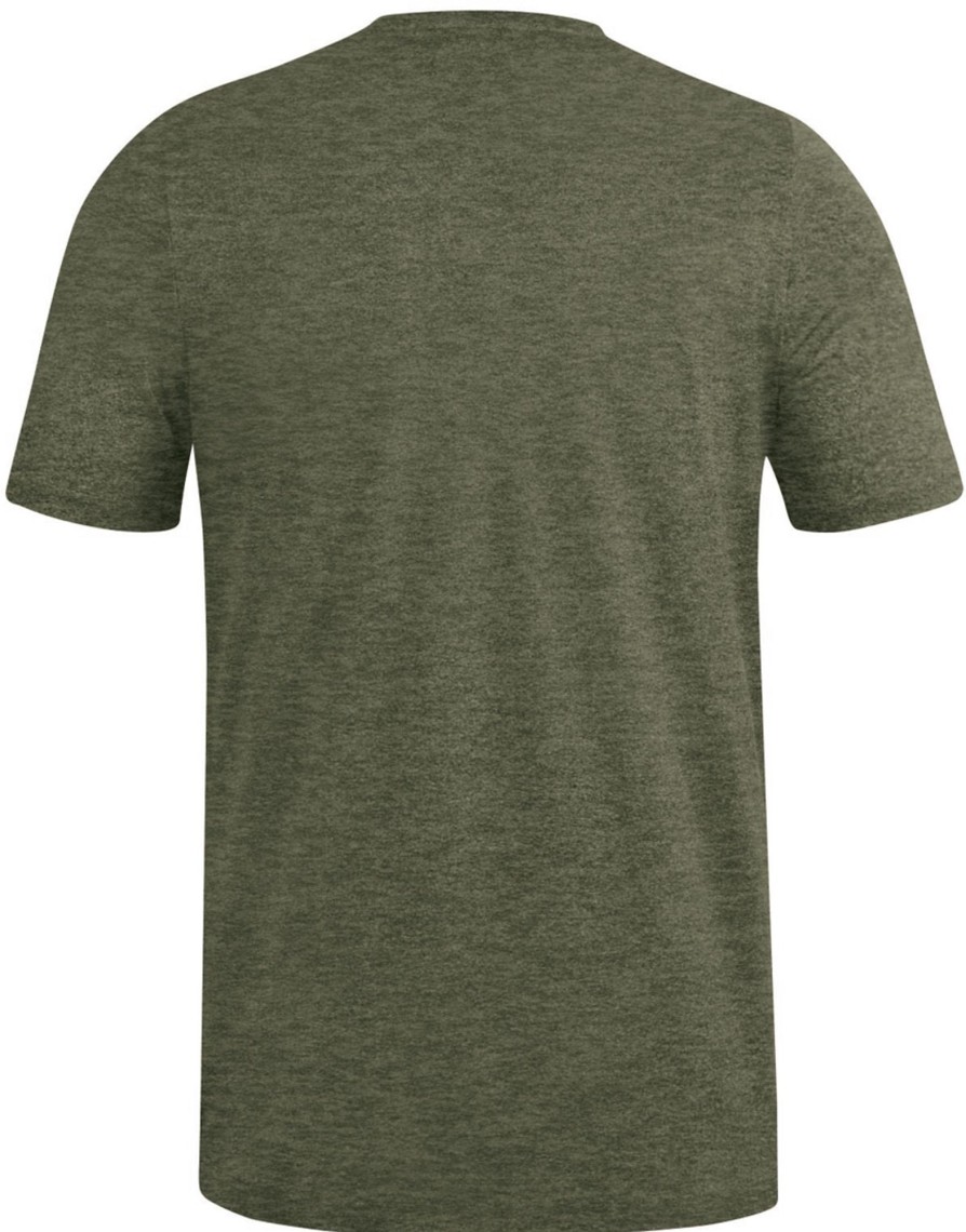 Herren Jako T-Shirts | Jako Premium Basics T-Shirt Khaki Meliert