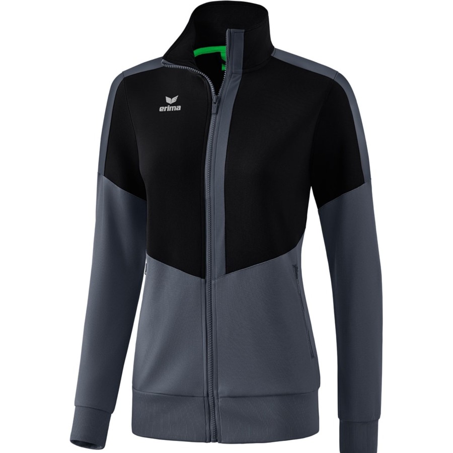 Damen Erima Jacken | Erima Damen Trainingsjacke Squad Schwarz-Grau