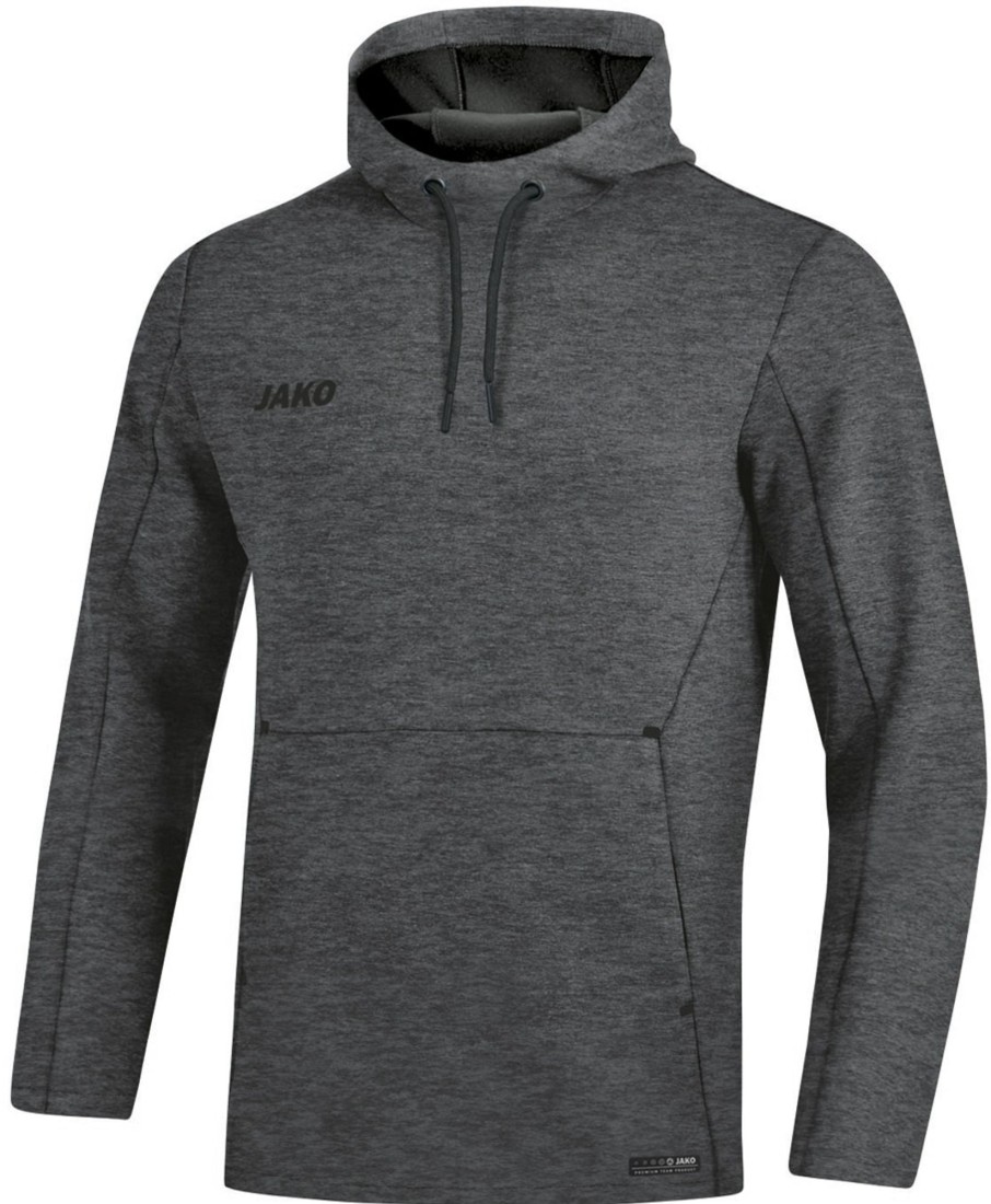 Herren Jako Hoodies | Jako Premium Basics Kapuzensweat Anthrazit Meliert