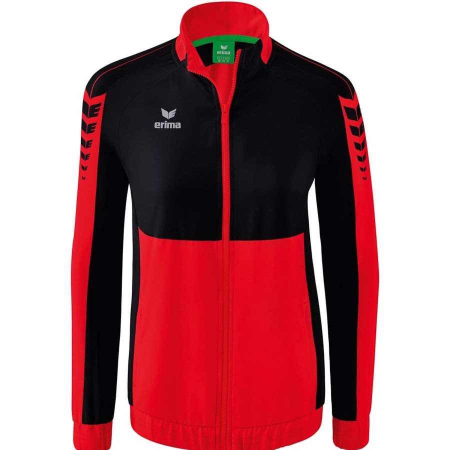 Damen Erima Jacken | Erima Damen Prasentationsjacke Six Wings Rot-Schwarz