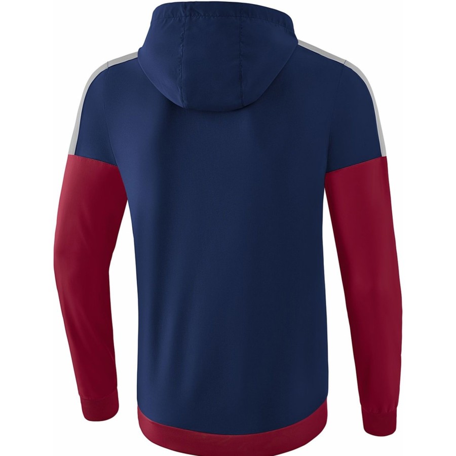 Herren Erima Jacken | Erima Herren Tracktop Jacke Mit Kapuze Squad Blau-Rot-Grau