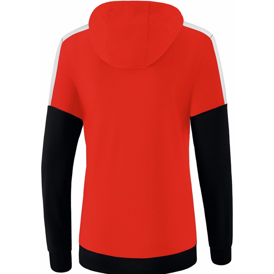 Damen Erima Hoddies | Erima Damen Hoodie Squad Rot-Schwarz-Weis