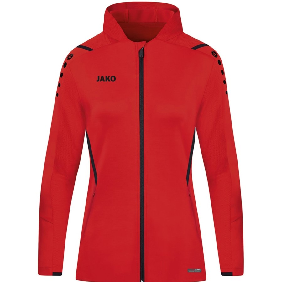 Damen Jako Jacken | Jako Damen Trainingsjacke Mit Kapuze Challenge Rot-Schwarz