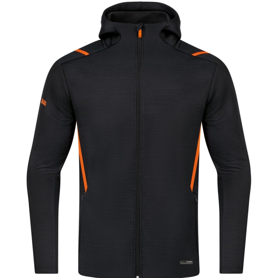 Herren Jako Jacken | Jako Herren Kapuzenjacke Challenge Schwarz-Orange