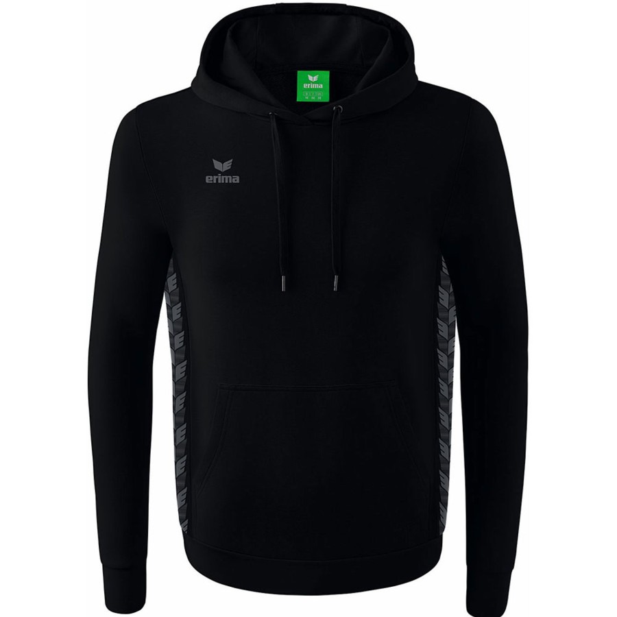 Kinder Erima Hoodies | Erima Kinder Kapuzensweat Essential Team Schwarz-Grau