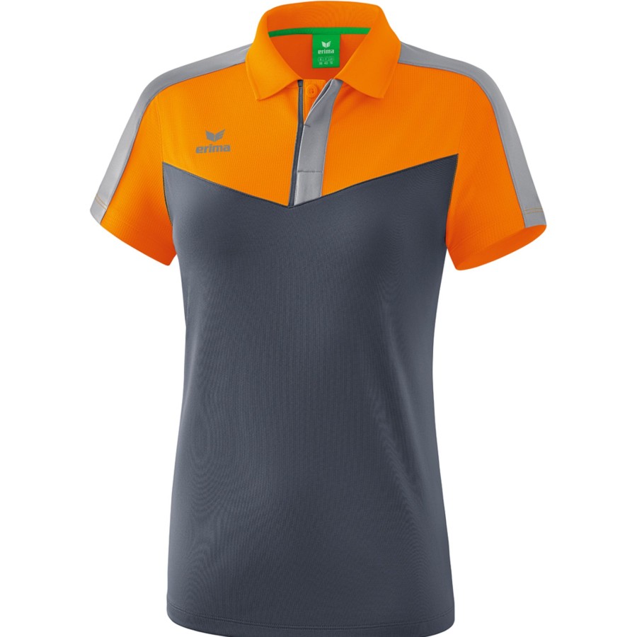 Damen Erima Polo-Shirts | Erima Damen Poloshirt Squad Orange-Grau