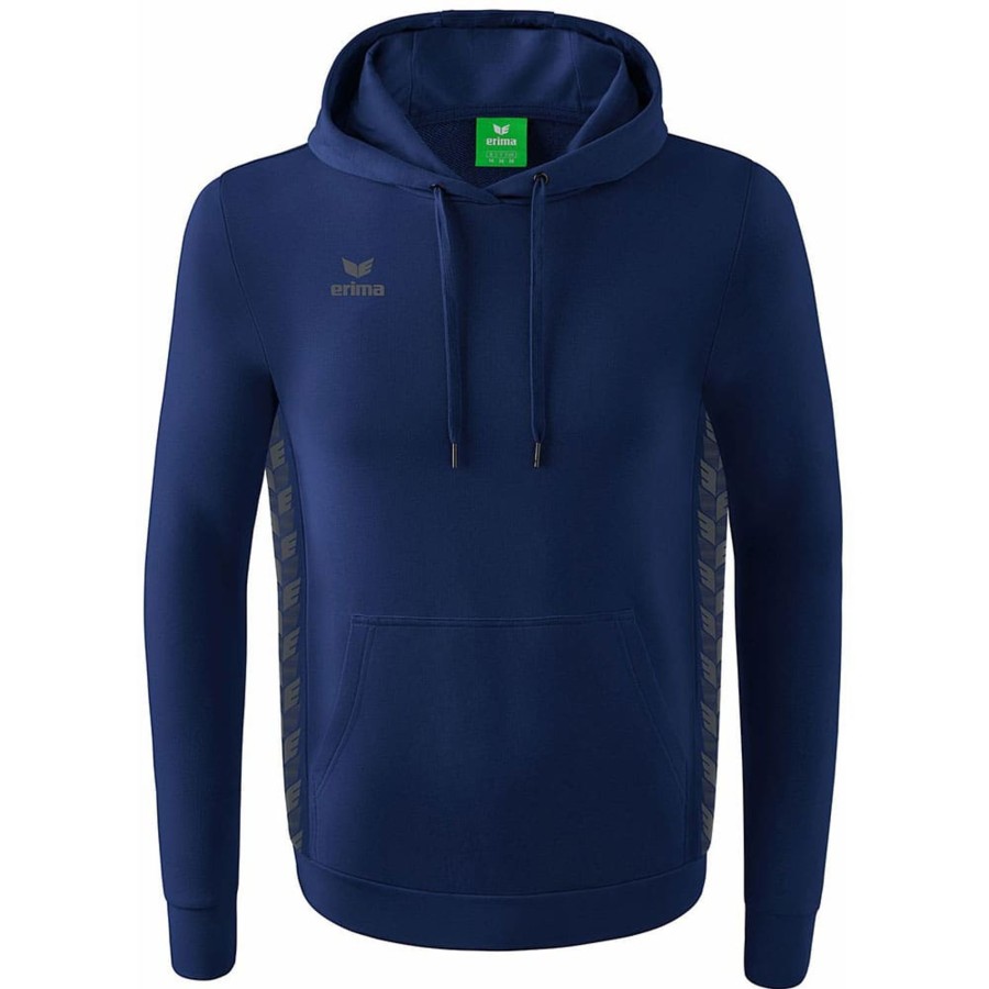 Herren Erima Hoodies | Erima Herren Kapuzensweat Essential Team Blau-Grau