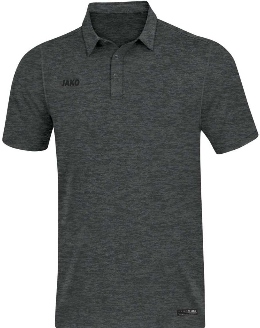 Herren Jako Polo-Shirts | Jako Premium Basics Polo Anthrazit Meliert