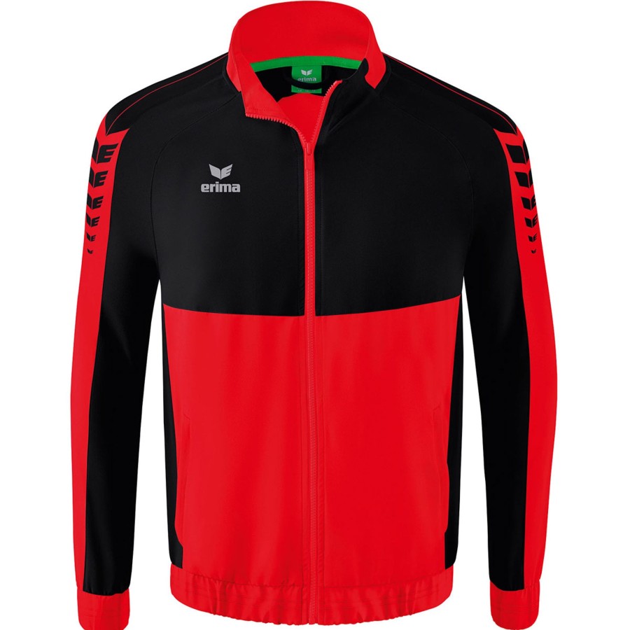 Kinder Erima Jacken | Erima Kinder Prasentationsjacke Six Wings Rot-Schwarz