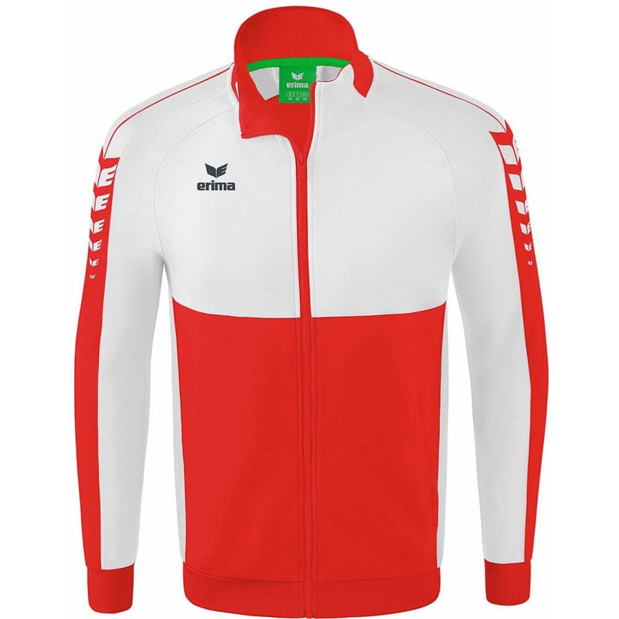 Herren Erima Jacken | Erima Trainingsjacke Six Wings Rot-Weis