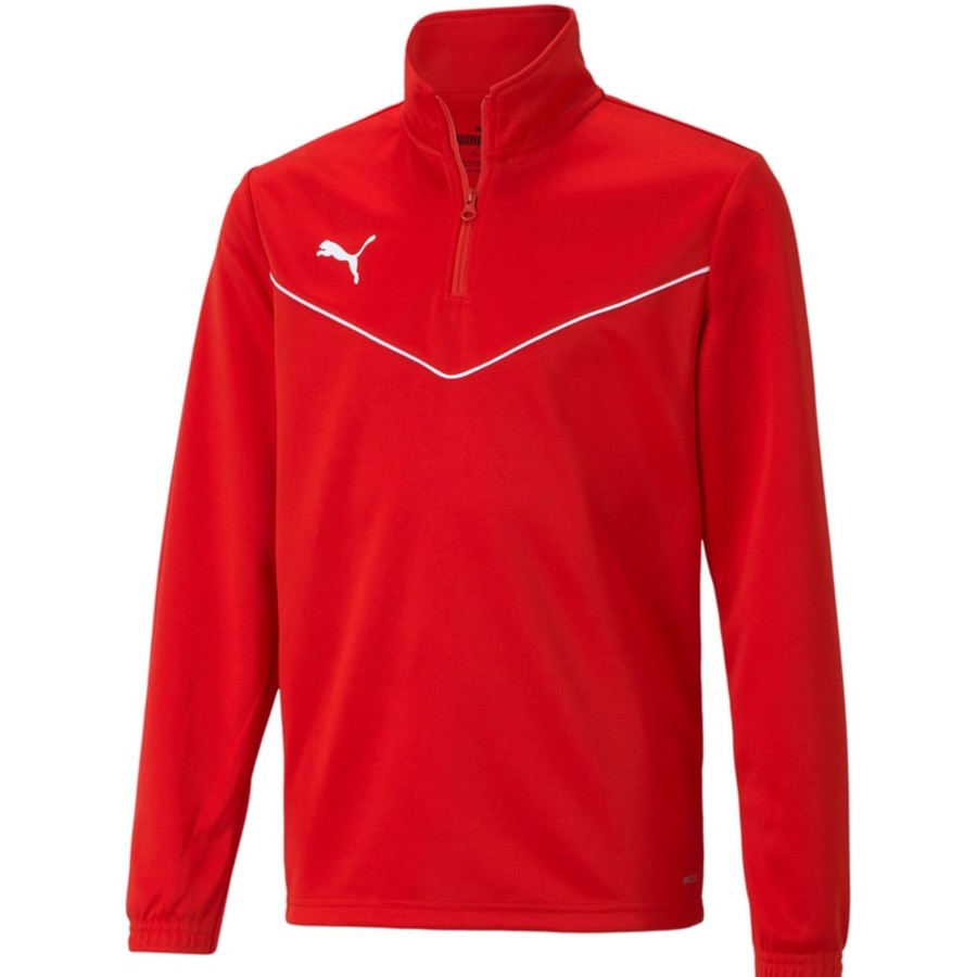 Kinder Puma Sweatshirts | Puma Kinder 1/4 Zip Top Teamrise Rot-Weis