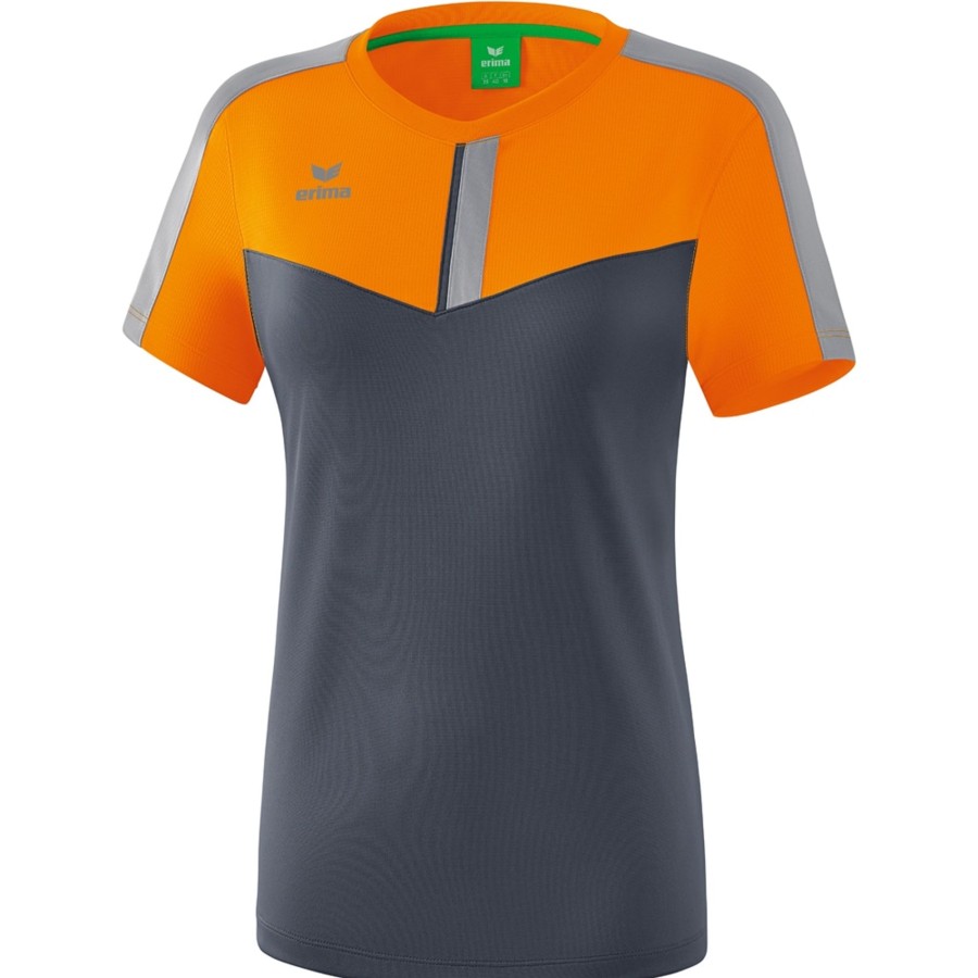 Damen Erima T-Shirts | Erima Damen T-Shirt Squad Orange-Grau