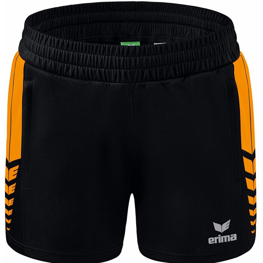 Damen Erima Shorts | Erima Damen Training Shorts Six Wings Schwarz-Orange