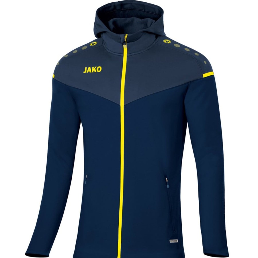 Damen Jako Jacken | Jako Damen Kapuzenjacke Champ 2.0 Blau-Gelb