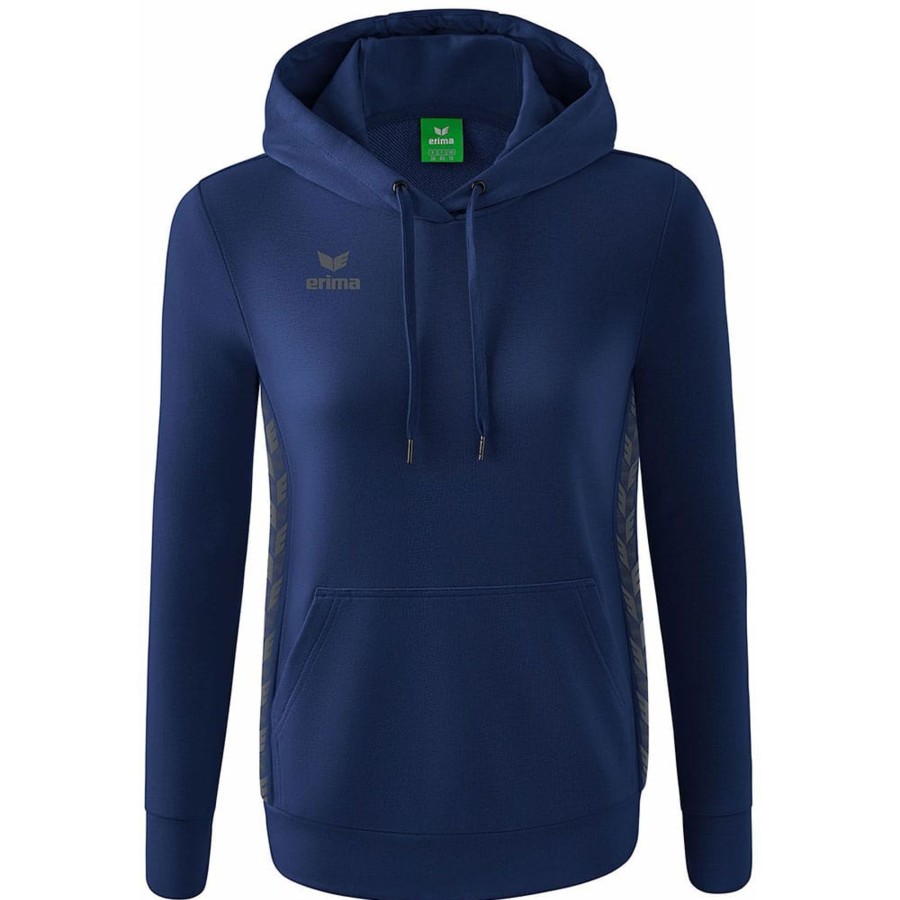 Damen Erima Hoddies | Erima Damen Kapuzensweat Essential Team Blau-Grau