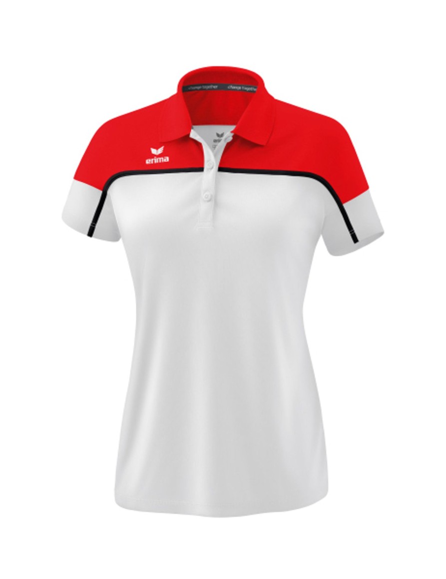 Damen Erima Polo-Shirts | Erima Damen Change By Erima Poloshirt Weis/Rot/Schwarz Gunstig