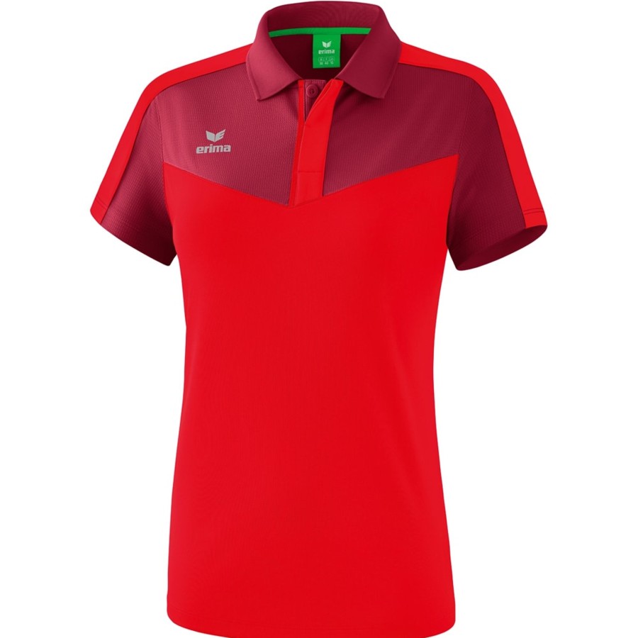 Damen Erima Polo-Shirts | Erima Damen Poloshirt Squad Rot