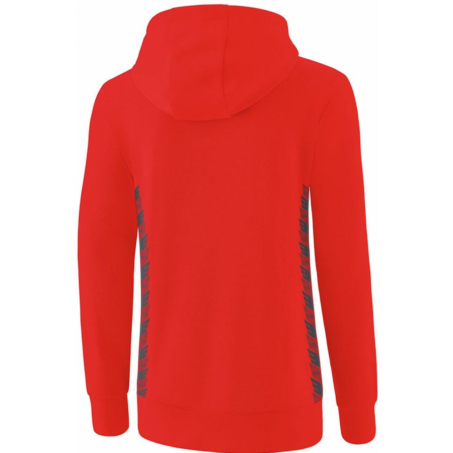 Damen Erima Hoddies | Erima Damen Kapuzensweat Essential Team Rot-Grau