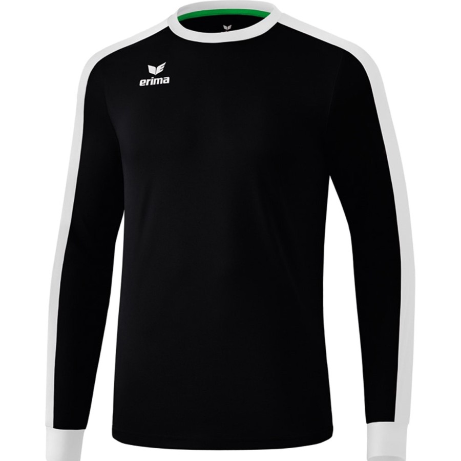 Herren Erima Trikots | Erima Herren Langarm Trikot Retro Star Schwarz-Weis