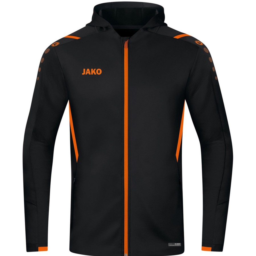 Herren Jako Jacken | Jako Herren Trainingsjacke Kapuze Challenge Schwarz-Orange