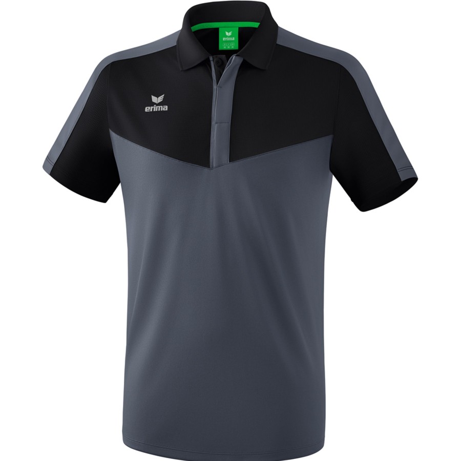 Herren Erima Polo-Shirts | Erima Herren Poloshirt Squad Schwarz-Grau