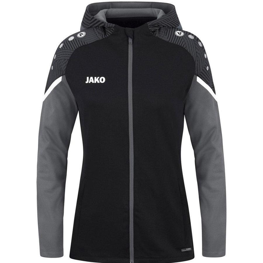 Damen Jako Jacken | Jako Damen Kapuzenjacke Performance Schwarz-Grau