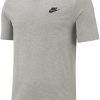 Herren Nike T-Shirts | Nike Sportswear Herren Baumwoll T-Shirt Grey Heather-Schwarz