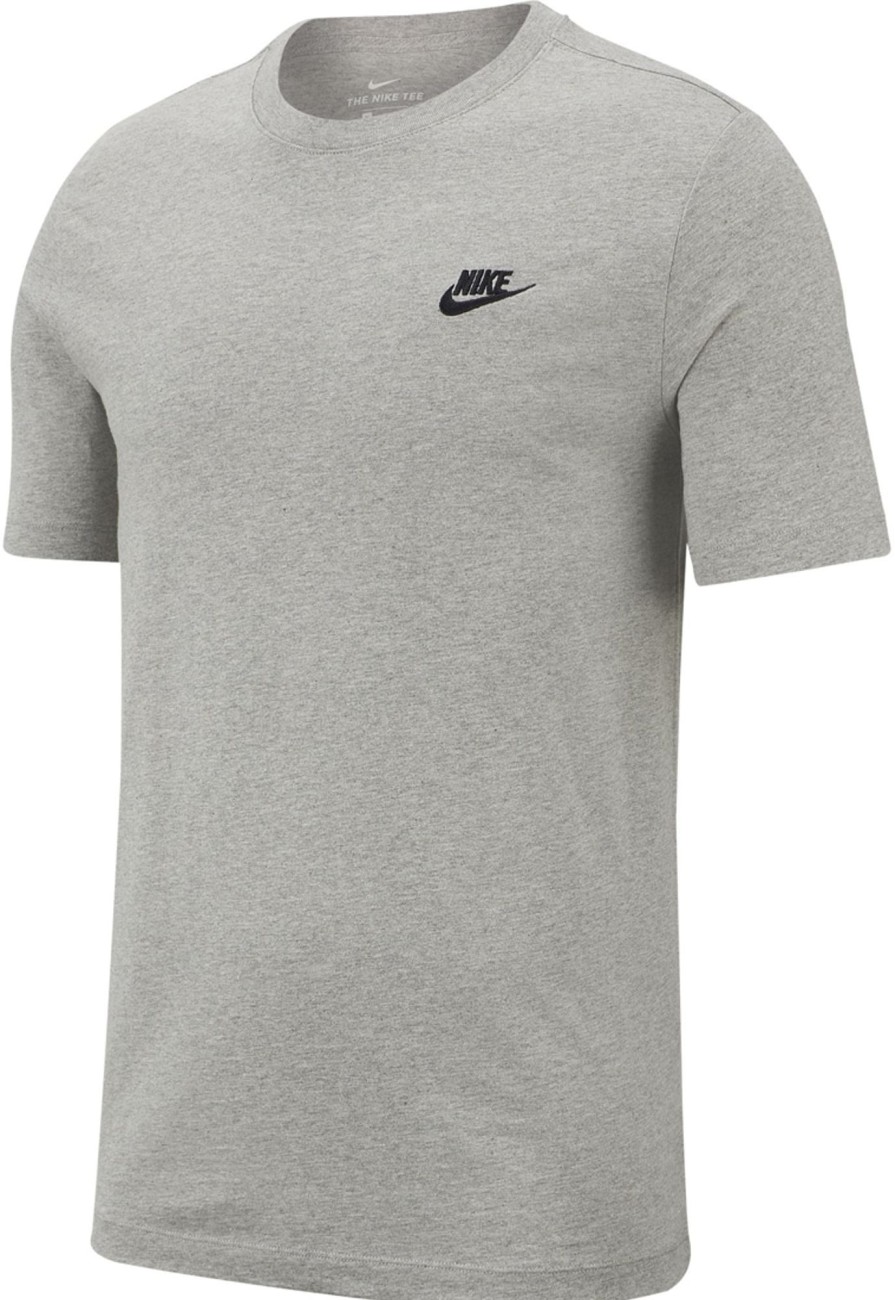 Herren Nike T-Shirts | Nike Sportswear Herren Baumwoll T-Shirt Grey Heather-Schwarz