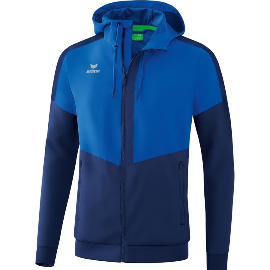 Herren Erima Jacken | Erima Herren Tracktop Jacke Mit Kapuze Squad Blau