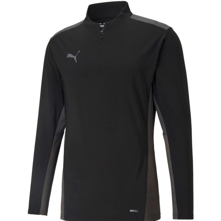 Herren Puma Sweatshirts | Puma 1/4 Zip Top Teamcup Schwarz-Grau