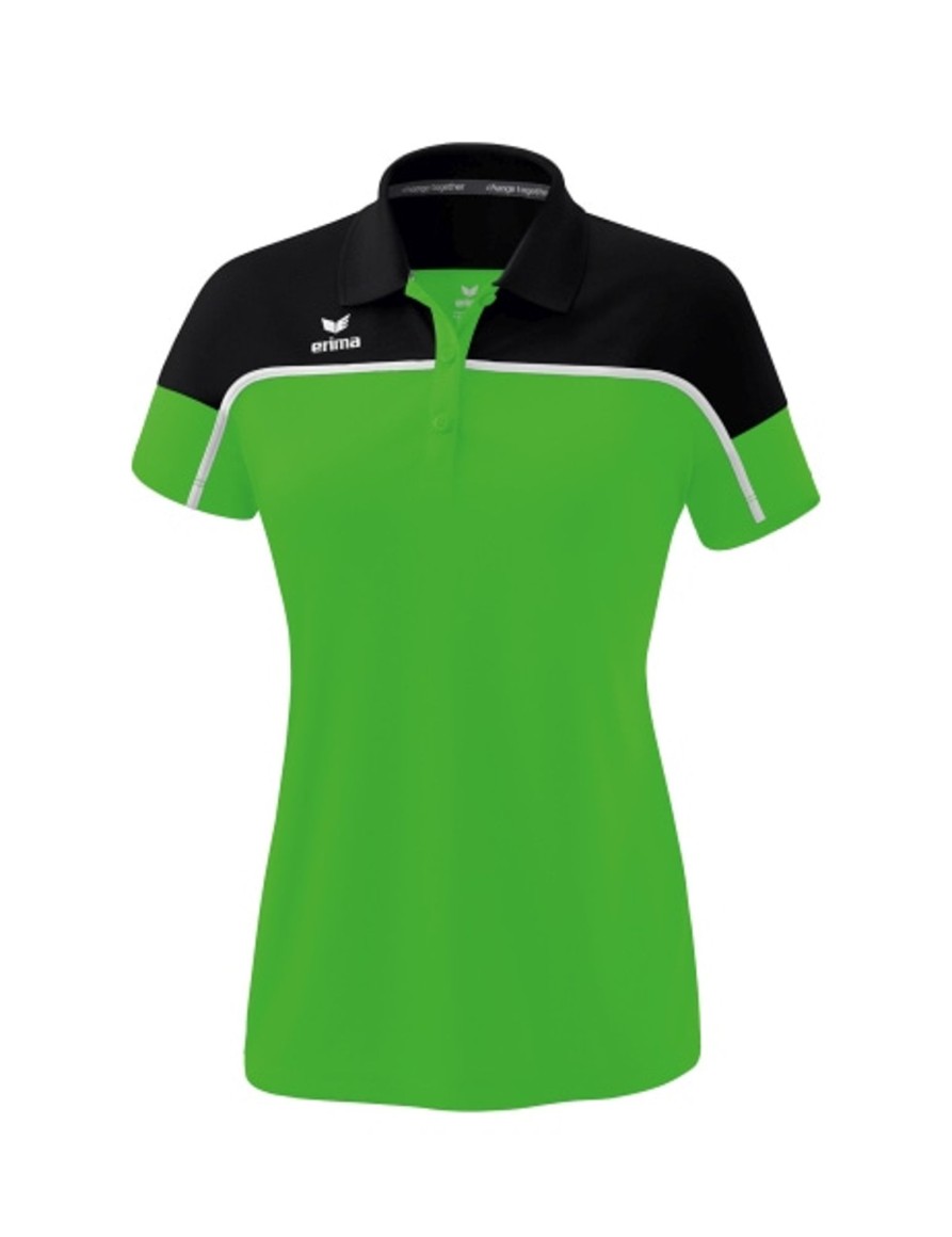 Damen Erima Polo-Shirts | Erima Damen Change By Erima Poloshirt Green/Schwarz/Weis Gunstig