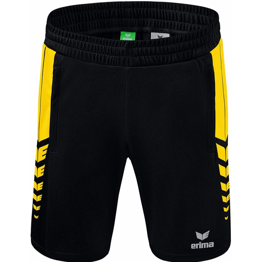 Kinder Erima Shorts | Erima Kinder Training Shorts Six Wings Schwarz-Gelb