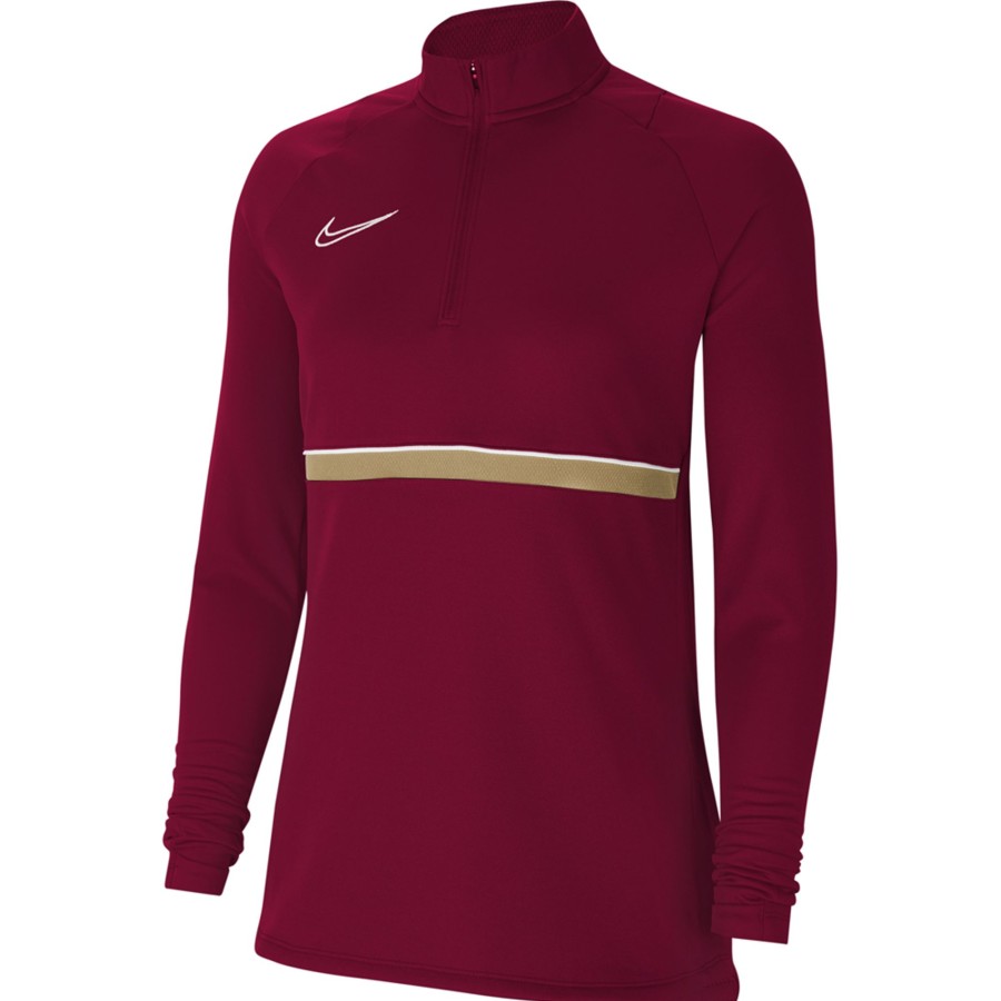 Damen Nike Trikots | Nike Damen Langarm Drill Top Academy 21 Rot-Gold