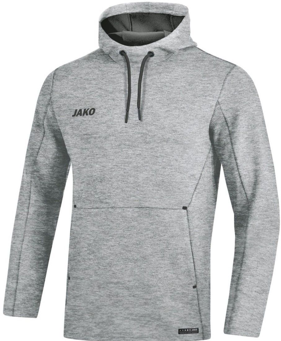 Herren Jako Hoodies | Jako Premium Basics Kapuzensweat Grau Meliert