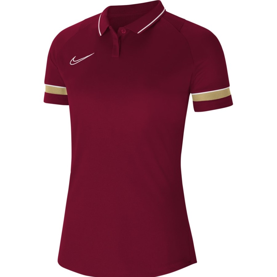 Damen Nike Polo-Shirts | Nike Damen Poloshirt Academy 21 Rot-Gold