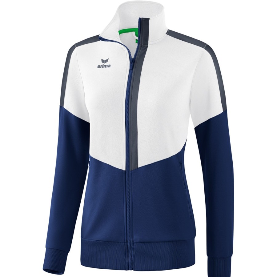 Damen Erima Jacken | Erima Damen Trainingsjacke Squad Weis-Blau-Grau