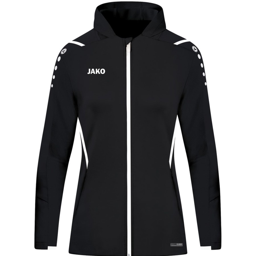 Damen Jako Jacken | Jako Damen Trainingsjacke Mit Kapuze Challenge Schwarz-Weis