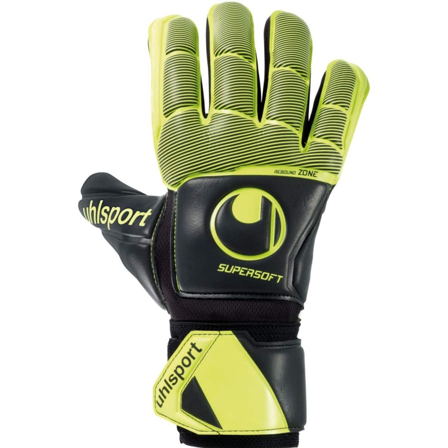 Herren Uhlsport Torwarthandschuhe | Uhlsport Torwarthandschuh Supersoft Hn Flex Frame Schwarz/Fluo Gelb