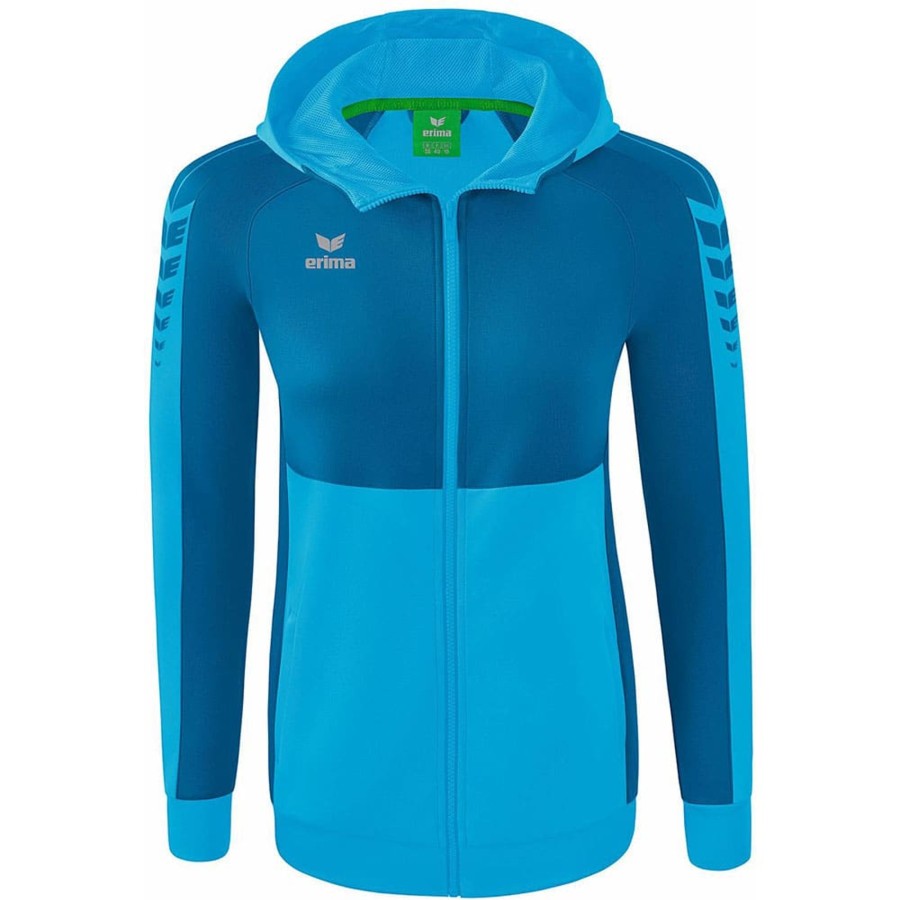 Damen Erima Jacken | Erima Damen Trainingsjacke Mit Kapuze Six Wings Blau